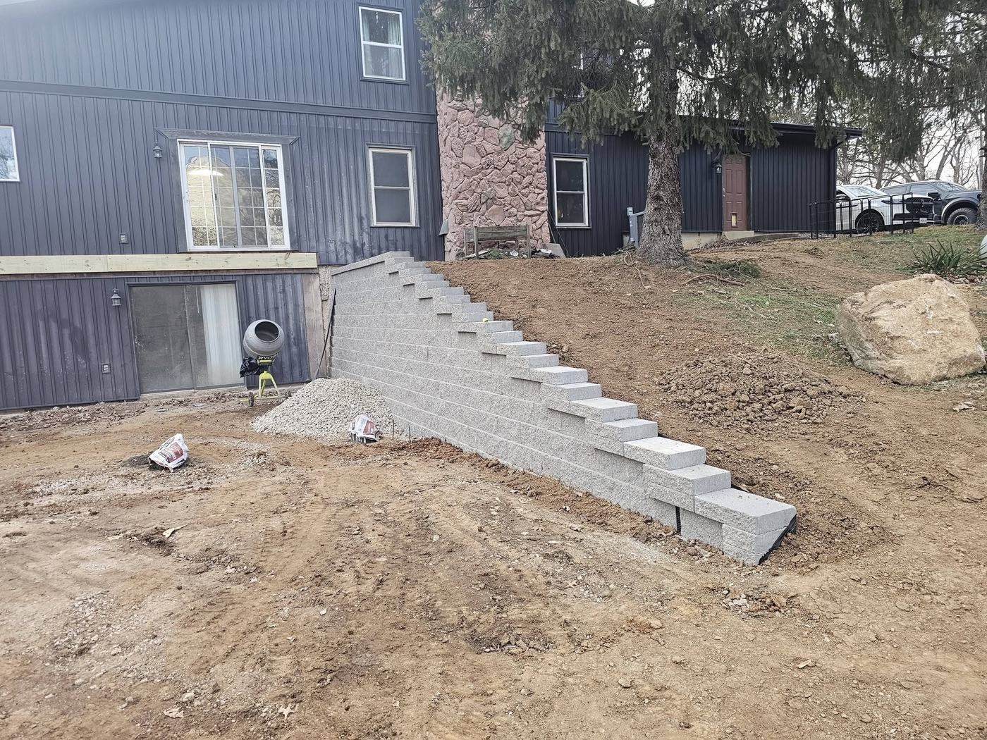 Finished: block wall and steps