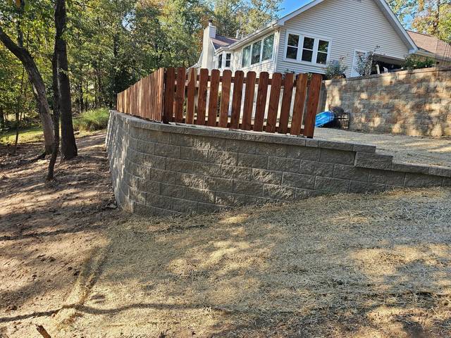 The retaining wall from the lower side