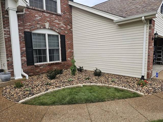 Rock bed with a curved lawn edge